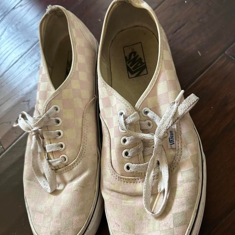 Vans Women's Shoes 10.5 Authentic Pink Checkerboard Low Top Canvas Skate Casual